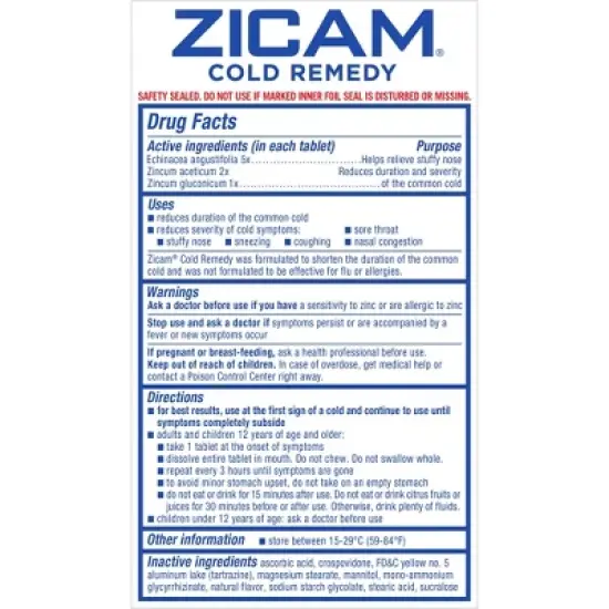 Zicam Cold Remedy Rapid Melts Tablet Lemon Lime, 25 Count image {3}