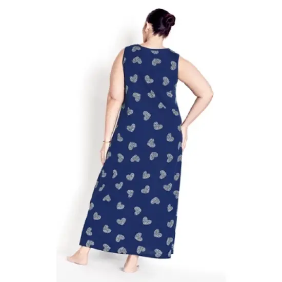 Women's Plus Size Summer Love Sleep Maxi Dress - leopard heart | AVENUE image {1}