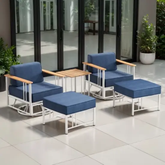 Belord Luxury Patio Swivel Chairs with 6" Extra Thick Cushions, Small Patio Furniture Set with Swivel Glider Outdoor Chairs for Porch, Balcony image {13}