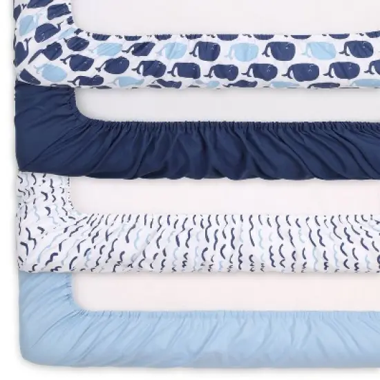 The Peanutshell Fitted Crib Sheets - Blue Nautical - 4pk image {9}