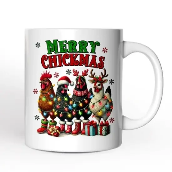 Merry Chickmas Personalized Mug, Farmhouse Christmas Custom Chickens Gift Non-Custom 12oz image {3}