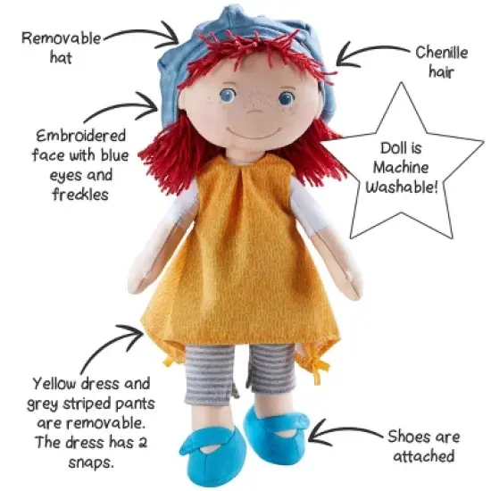 HABA Freya 12" Machine Washable Soft Doll with Red Hair image {8}