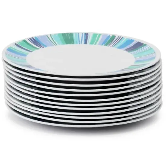 Gibson Home Tropical Sway Orleans 12 Piece 9 Inch Melamine Dessert Plate Set in Blue image {1}