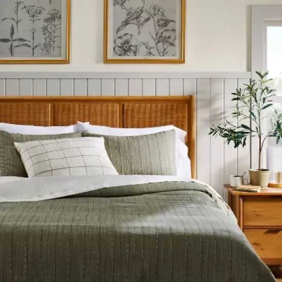 26"x26" Grid Lines Matelass&eacute; Euro Bed Pillow  - Hearth & Hand&trade; with Magnolia image {1}