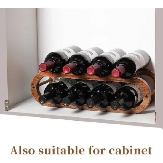 Itopfox Adjustable Wine Rack and Water Bottle Organizer for Cabinet and Countertop - 2 in 1 Acacia Wood Storage Solution image {5}