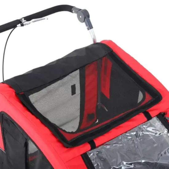 Aosom Dog Bike Trailer 2-In-1 Pet Stroller with Canopy and Storage Pockets image {5}