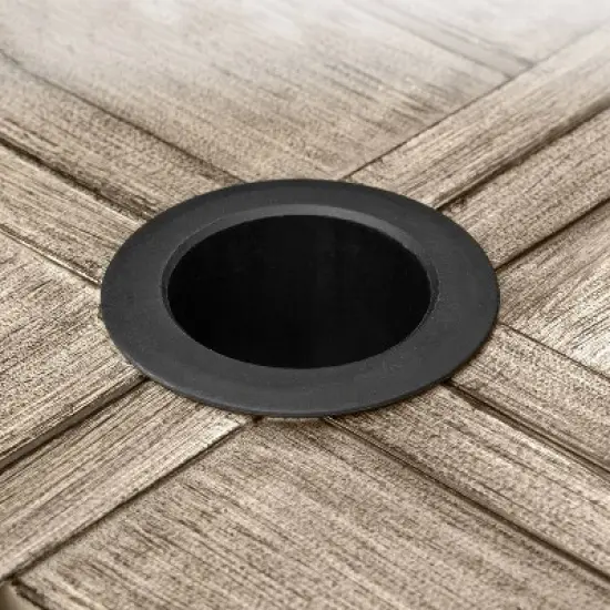 Captiva Designs 9pc Patio Square Driftwood Metal Dining Table and Thick Cushion Swivel Wicker Chairs image {9}