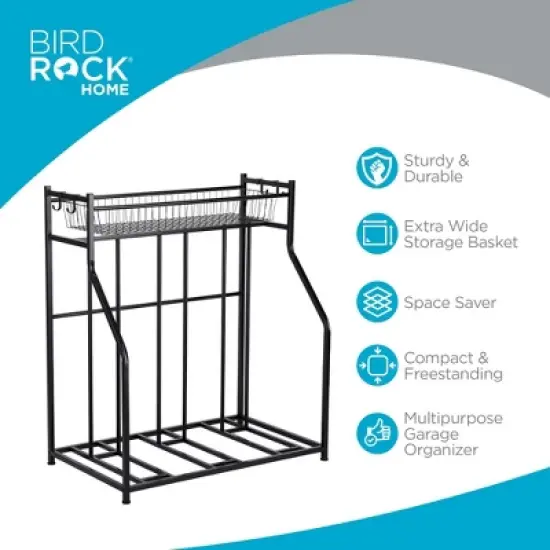 BirdRock Home 3-Bike Stand Rack with Storage - Black image {2}