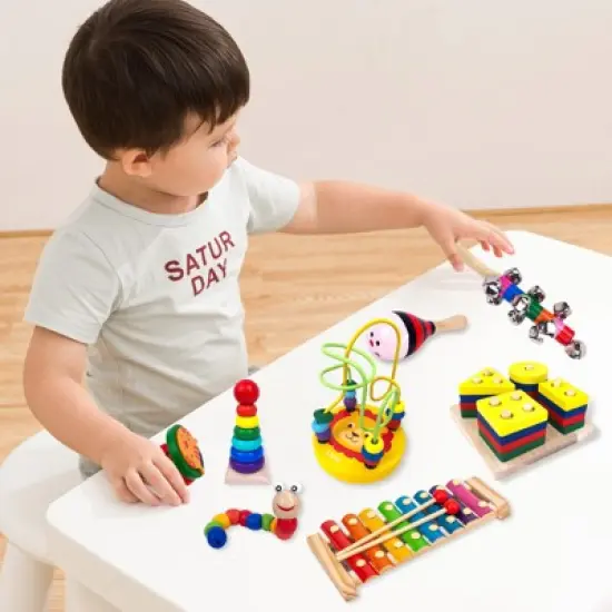 9-in-1Wooden Intellectual Development Toys, Birthday gift For Kids, Early Learning Educational Montessori Toys for  Boys Girls 3+ image {4}