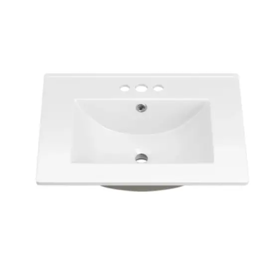 Bathroom Ceramic Vanity Top with Three Holes in White image {1}