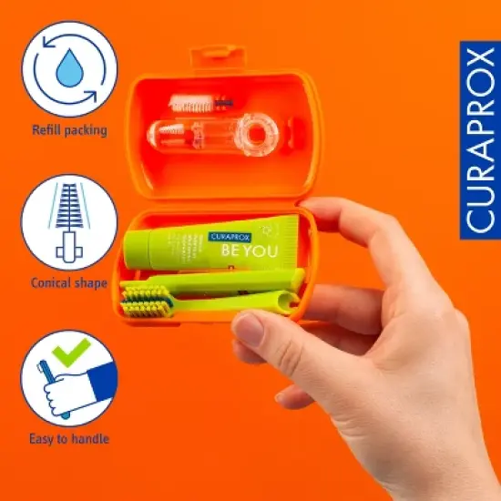 Curaprox Ortho Travel Set Orange, Complete On-the-Go Oral Care for Braces image {3}
