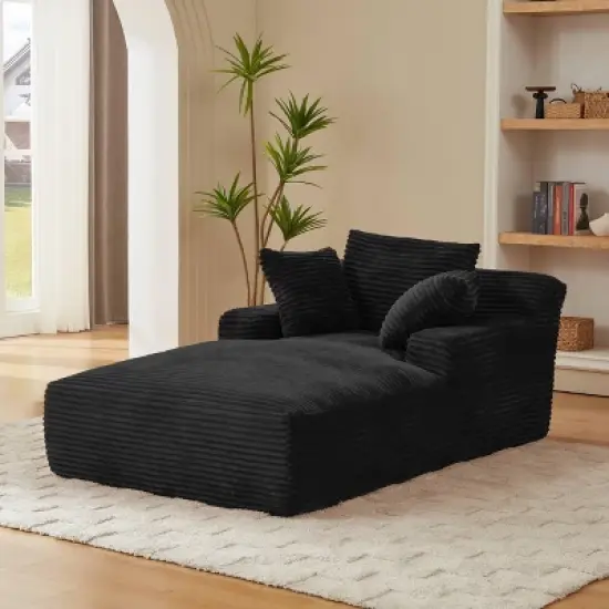 Dolonm 49.2 in. Oversized Corduroy Chaise Lounge Modern Sleeper Sofa for Living Room & Office image {1}