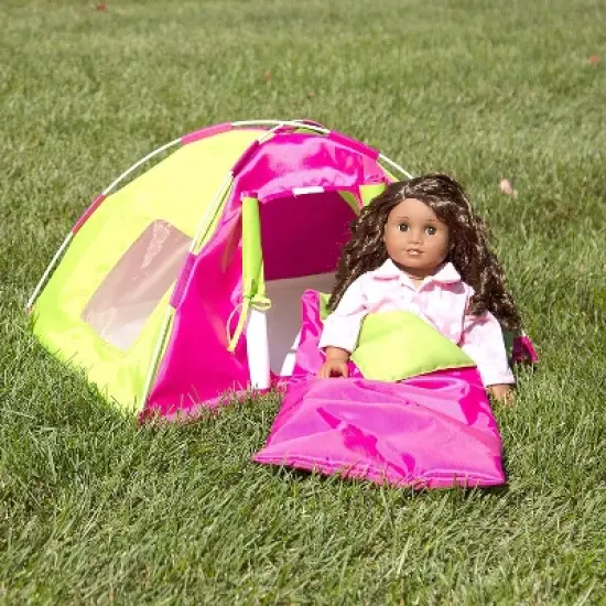 Dress Along Dolly Camping Bed Tent with Sleeping Bag and Pillow for American Girl Doll image {5}