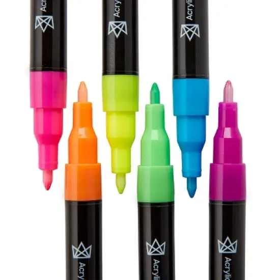 KINGART PRO Paint Pens Extra Fine Tip, 6 Neon Colors image {2}