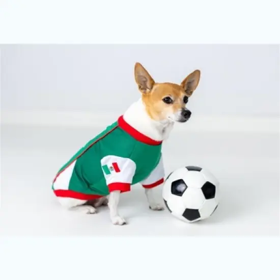 Parisian Pet 'Team Mexico' Dog & Cat T-Shirt &ndash; Patriotic Dog Shirt, Perfect for Soccer Fans &ndash; Red, White, Green image {4}