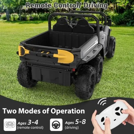 24V 4WD Electric Dump Truck with Remote Control, 2 Seater Kids Ride On Car, Music Player & LED Lights, Birthday Gift for Ages 3+ image {5}