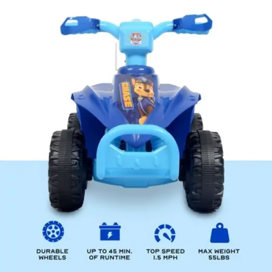 Paw Patrol Chase 6V Quad for Kids - Powerful and Safe Ride-On Toy with Rechargeable Battery Forward and Reverse Driving Ages 2-3 image {1}