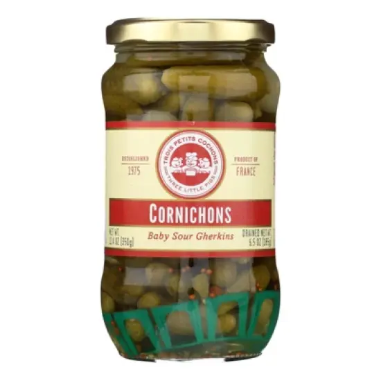 Three Little Pigs Cornichons Baby Sour Gherkins - Case of 12/12.4 oz image {1}