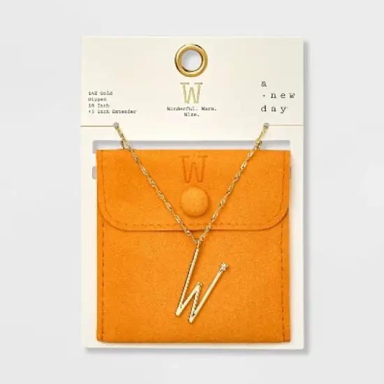 Gold Dipped Scattered Cubic Zirconia Initial Pendant Necklace - A New Day&trade; Gold image {26}