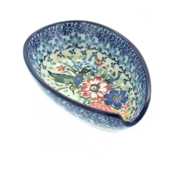 Blue Rose Polish Pottery 381 Ceramika Artystyczna Small Spoon Rest image {11}