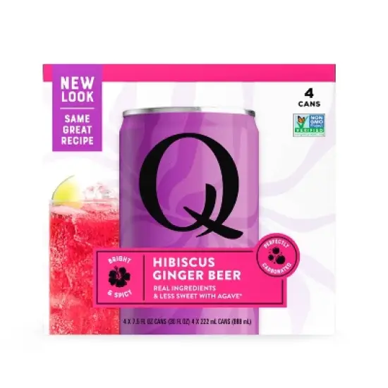 Q Mixers Hibiscus Ginger Beer - 4pk/222ml Cans image {1}
