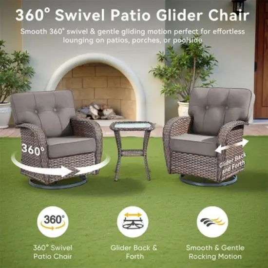 Gymojoy 5 Pieces 3 Seater Sofa Table with Swivel Chairs image {7}