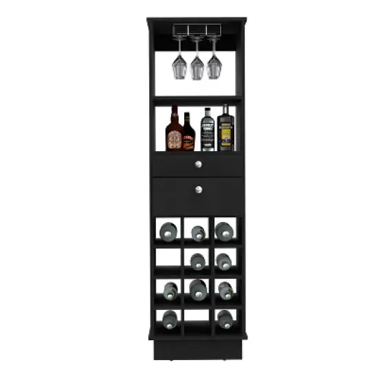 Gulches Elegant Black Manufactured Wood Storage Unit with 2 Drawers, 2 Shelves, 6 Cubbies 5''H x 5''W and Solid Base image {5}