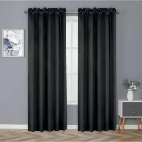 Kate Aurora Basic Drape Light Filtering Woven Jacquard Thermal Single Rod Pocket Window Curtain Panel image {8}