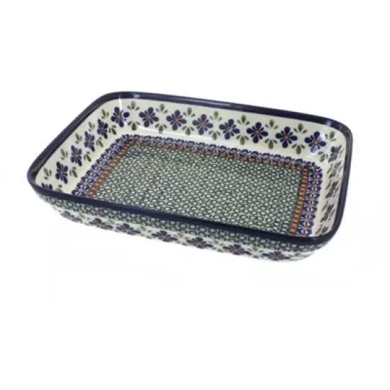 Blue Rose Polish Pottery 370 Zaklady Small Rectangular Baker image {4}