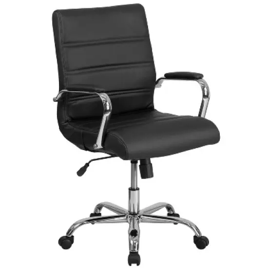 Emma and Oliver Mid-Back Executive Swivel Office Chair with Metal Frame and Arms image {12}
