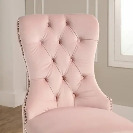 Vivi Tufted Velvet Dining Chair with Acrylic Legs Pink - Abbyson Living image {3}