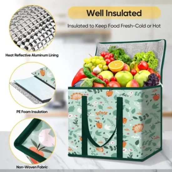 HOMLUX 2Pk Insulated Reusable Lunch Grocery Storage Bags Collapsible Cooler image {1}