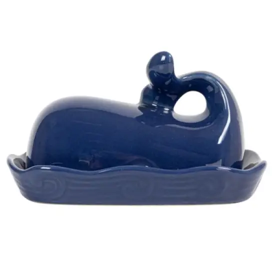 Storied Home Coastal Stoneware Whale Shaped Butter Dish image {4}