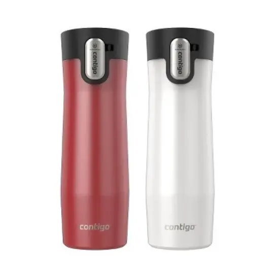 Contigo AUTOSEAL West Loop Vacuum-Insulated Stainless Steel Mug with Easy-Clean Lid, 20 oz, Goji Berry Frosted Pearl & Salt Frosted Pearl, 2-Pack image {5}