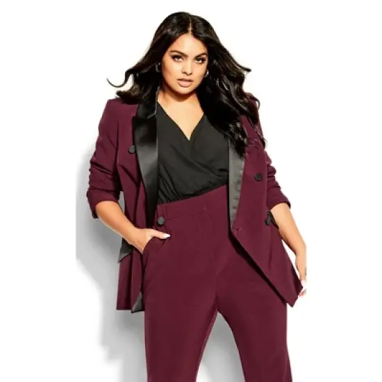Women's Plus Size Tuxe Luxe Jacket - claret | CITY CHIC image {3}