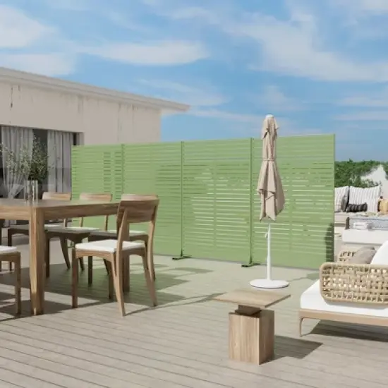 Lirago 72 in. Galvanized Metal Outdoor Privacy Screens Garden Outdoor Fence Green image {1}