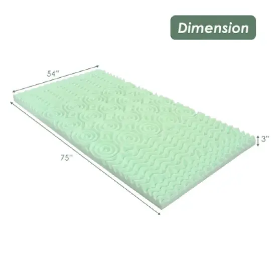 Costway 3 Inch Mattress Topper Cooling Air Foam 5-Zone Pad image {1}