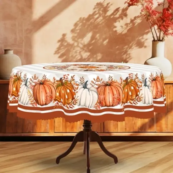 LOVEVOOK Thanksgiving Tablecloth, Fall Tablecloth, Pumpkin Table Cloth, Autumn Harvest for Christmas, Holiday, Birthday, Harvest image {10}