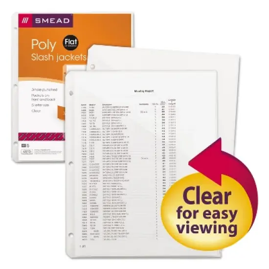 Smead Organized Up Poly Slash Jackets Letter Polypropylene Clear 5/Pack 89506 image {2}