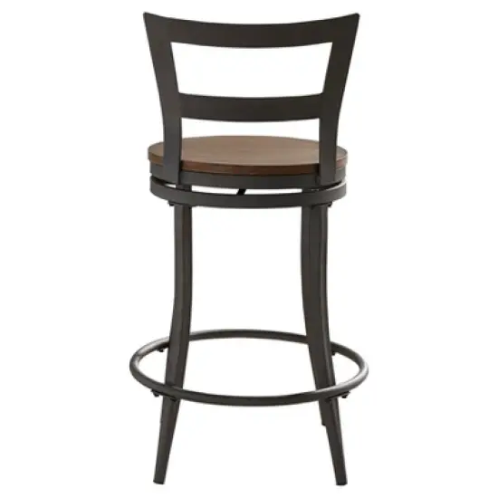 Set of 2 24" Saroyan Swivel Metal & Wood Counter Height Barstool Graphite - Inspire Q image {4}