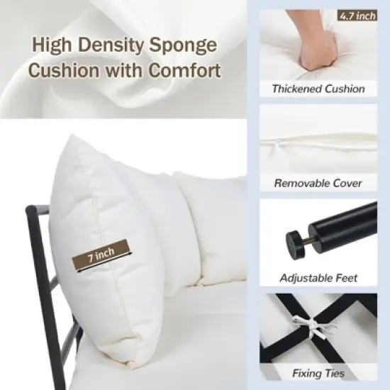 Outdoor Patio Iron Curved Sectional Sofa Set with Coffee Table and Cushions image {1}