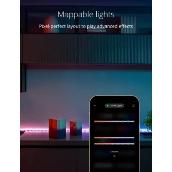 Twinkly Line App Controlled Adhesive and Magnetic White Wire Light Strip Extension Kit, Multicolor, RGB LED, 5ft image {2}