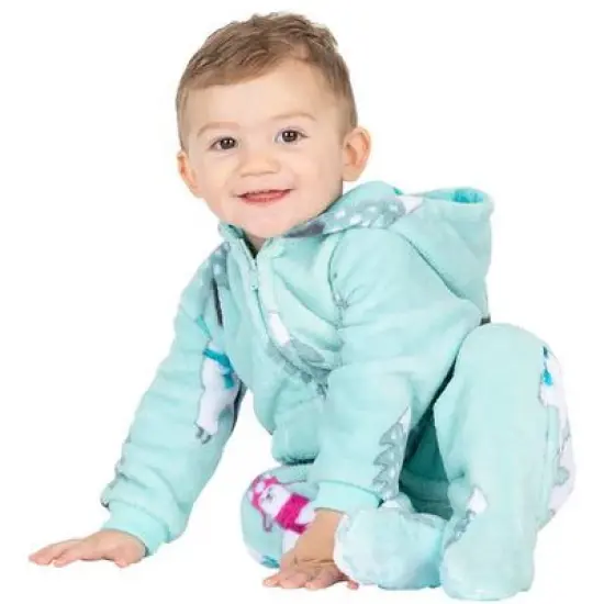 Footed Pajamas - Winter Llamas Infant Hoodie Chenille Onesie image {2}