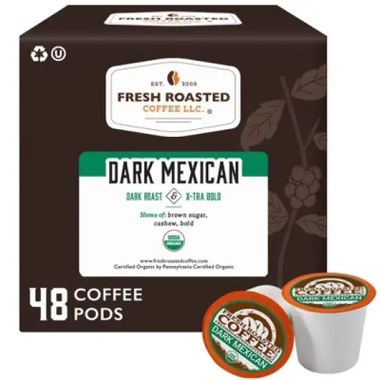Fresh Roasted Coffee - 48 CT Organic Dark Mexican Dark Roast Single Serve Pods image {9}