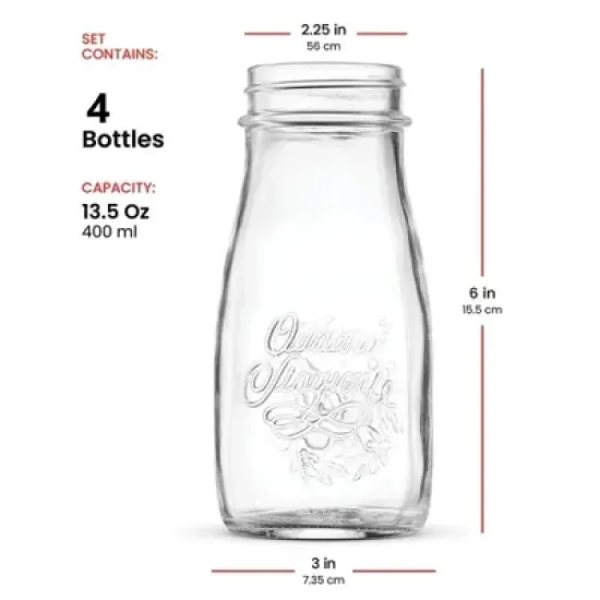 Bormioli Rocco Quattro Stagioni Bottles &ndash; 6.75 Oz. Glass Jars with Twist Top Lids, Embossed Beehive Design  &ndash; Made in Italy (Set of 4) image {1}