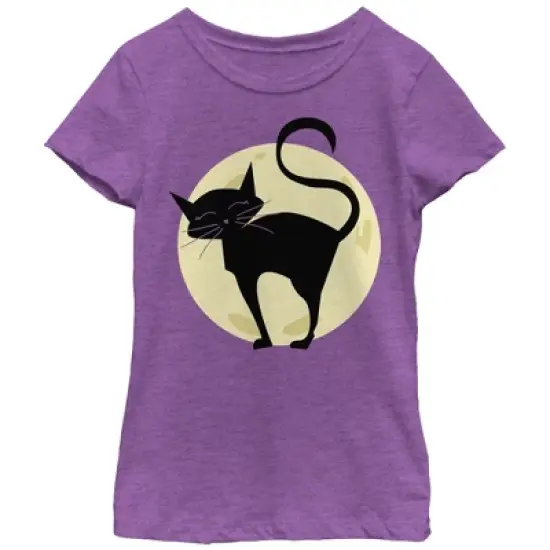 Girl's Lost Gods Halloween Cute Cat in Moon T-Shirt image {3}