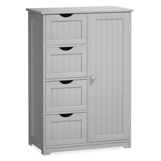 Costway Wooden 4 Drawer Bathroom Cabinet Storage Cupboard 2 Shelves Free Standing image {1}