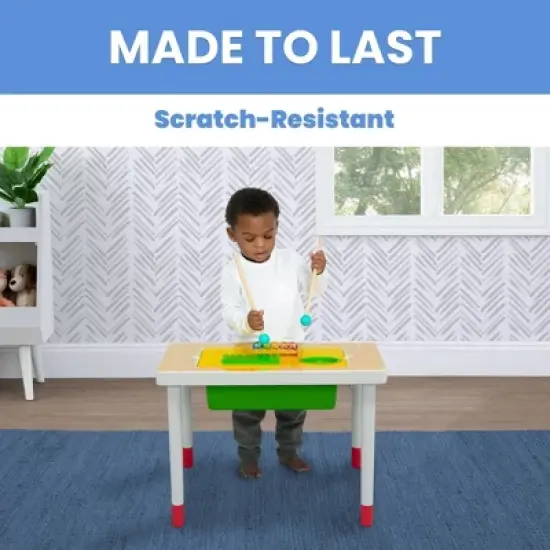 Delta Children Compact Play and Learn Sensory Table for Kids' Includes Musical Instruments - White/Natural image {5}