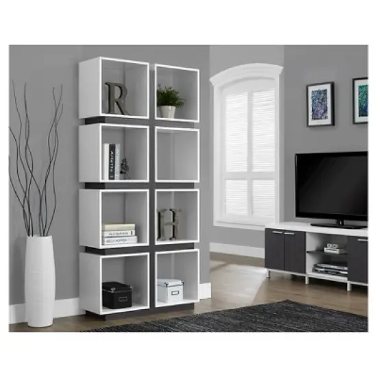 71" Hollow Core Bookcase - White/Gray - EveryRoom image {1}