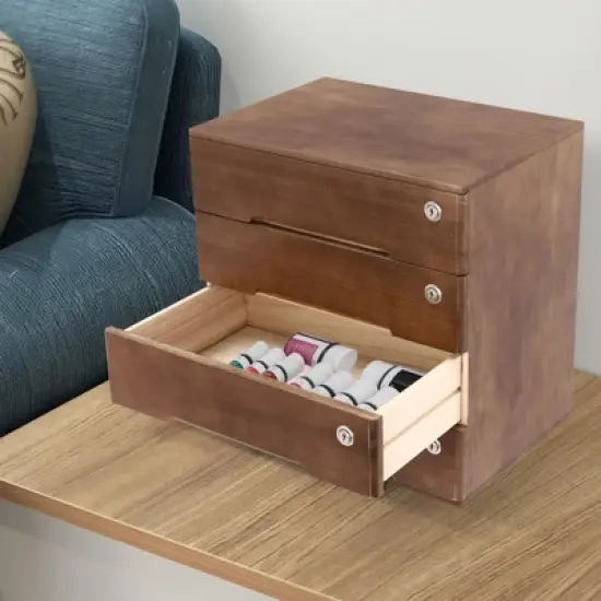 YIYIBYUS Wooden Desktop Storage Cabinet with 4 Lockable Drawers, Desk Organizer image {2}